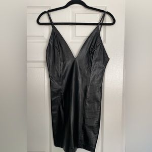 Black pleather mini dress
